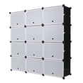 thumbnail image 2 of Cube Bookshelf with Door, Plastic Bookcase Organizer Closet Toy Organizer, Tesseract Piece Shelf, 7Layer 21 Compartment Cube Storage Shelf, White+Black, 2 of 8