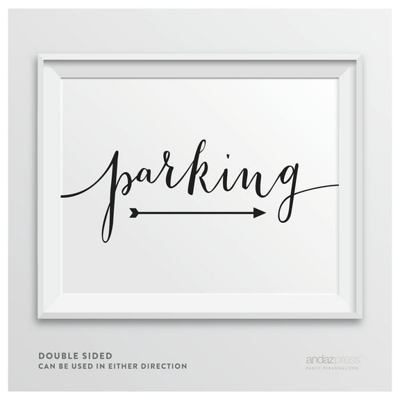 Parking Formal Black Wedding Party Directional Signs, Double-Sided