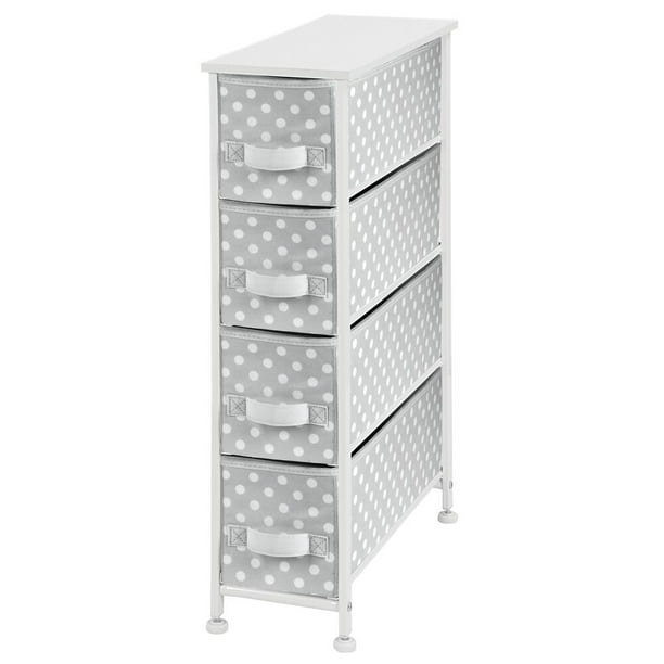 mDesign Narrow Vertical Dresser Drawers Sturdy Steel Frame, Wood Top