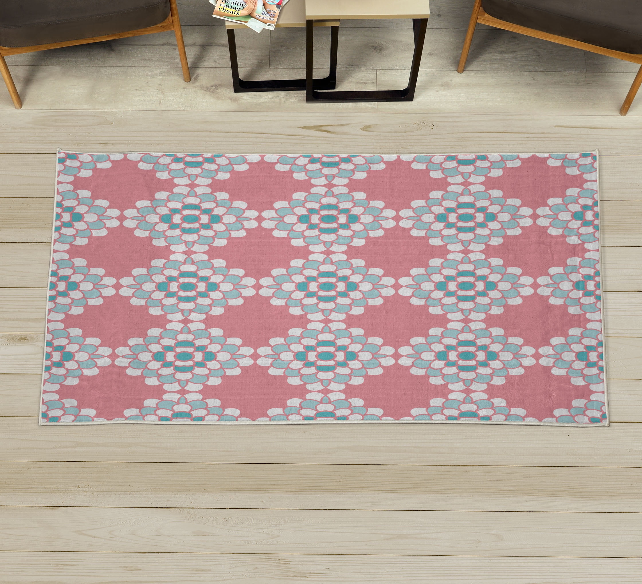 Horizontal Shape Rug Floral Decorative Rug, Abstract Horizontal Lines Geometric Bold Thin ...