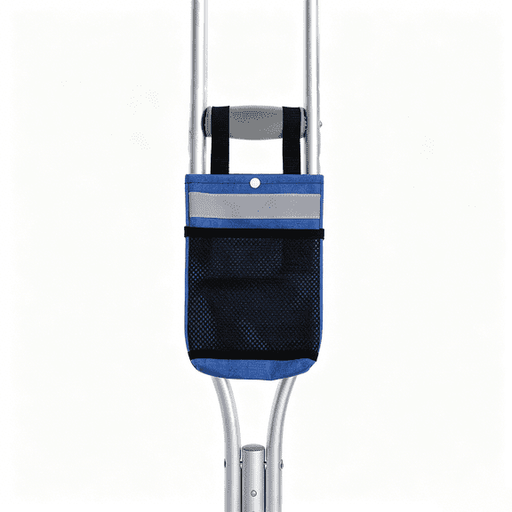 Universal Crutch Bag with Reflective Strip, Waterproof Crutch Storage Pouch for Underarm Crutches, Large Mesh Organizer Pocket, Lightweight Crutch Accessories Bag