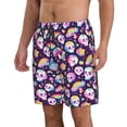 thumbnail image 2 of KLL Skull colorful mushroom rainbow Men's Casual Summer Beach Shorts Hawaiian Shorts with Pockets-X-Large, 2 of 5