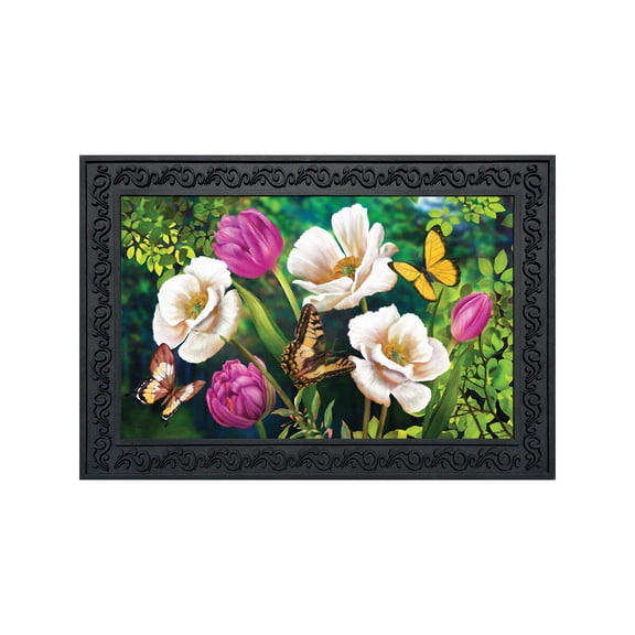 Briarwood Lane Doormat 30x18 Indoor Outdoor Butterflies and Poppies Spring For Spring Doormat
