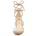 thumbnail image 5 of BLISSFUL STEP Women's Shoes Clear Strap Lace Up Open Toe Chunky Heel Dress Sandals Nude 8.5, 5 of 7