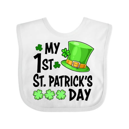 

Inktastic My 1st St. Patrick s Day Green Top Hat and Clovers Gift Baby Boy or Baby Girl Bib