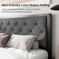 thumbnail image 4 of Feonase Queen Size Metal Platform Bed Frame with Linen Upholstered Headboard, 12" Under-Bed Space,Black, 4 of 7