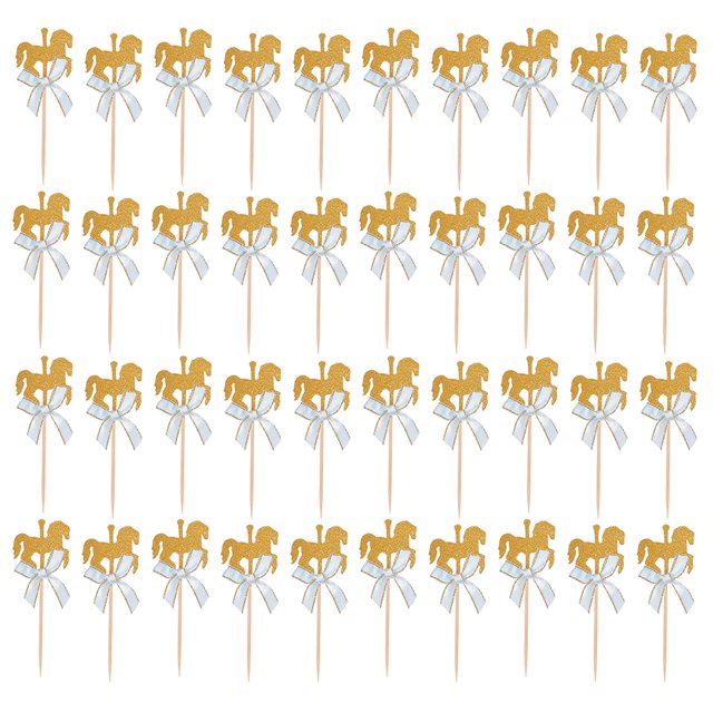 EeaseMX 40 unids Rotating Horse Theme Postes Topper Decoración para Cumpleaños Baby Shower Fiesta