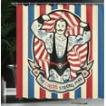 thumbnail image 4 of Ambesonne Nostalgic Shower Curtain, Vintage Circus Star, 69"Wx84"L, Beige Red Blue, 4 of 5