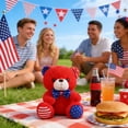 thumbnail image 5 of Cute Patriotic Striped P Bear Stuffed Animal Gift for Independence Day, Soft Fluffy Doll for 4th of July Party, Holiday Gift & Home Festive Decoration Ornament, July 4Th Decorations, Red, 5 of 6