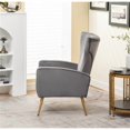 thumbnail image 3 of Silla de acento de terciopelo con patas de metal, sillón tapizado moderno, silla lateral de espalda para salón dormitorio pequeños espacios, 3 of 5