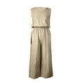 thumbnail image 2 of Keeccty Women Sleeveless One-Piece Elastic Crewneck Baggy Cotton Linen Jumpsuit, 2 of 4