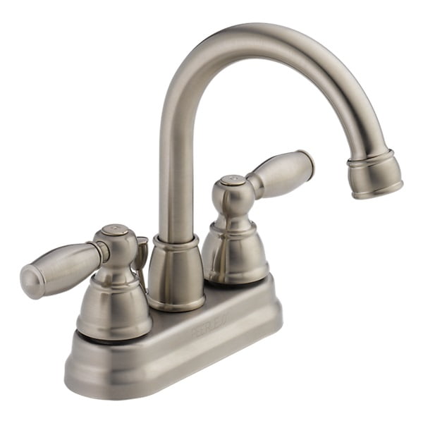 Peerless Apex Centerset Two Handle Bathroom Faucet in Brushed Nickel ...