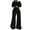 Black, variant on Honeeladyy Fashion Women Pocket Round-Neck Casual Long Sleeve Sweatshirt Pant Set