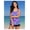 Purple, variant on Women's Bright Blue Palm Tree Print Layered Tankini Swimsuit, V Neck Two-Piece with Boyshorts, Sizes M-XXL