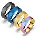 thumbnail image 2 of UDIYO Double Beveled Edge Frosted Finger Ring Party Women Men Couple Jewelry Gift, 2 of 6