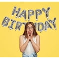 thumbnail image 2 of 16 Inch Silver Happy Birthday Balloons Banner Foil Letters Balloons "Happy Birthday" Alphabet Balloons Birthday Party Supplies, 2 of 4