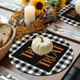 thumbnail image 5 of Halloween Round Placemats Set of 4 Trick Or Treat Place Mats Washable Woven Placemat Bat Black Buffalo Check Circle Braided Table Mat for Kitchen Dining Table Holiday Party Home Decor 15 Inch, 5 of 9