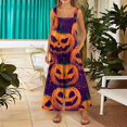 thumbnail image 4 of Evdexr Halloween Rompers for Women 2026 Witch Hat Spider Graphic Jumpsuits Wide Leg Sleeveless Square Neck Overalls Casusl Wide Straps Costumes with Pockets L, 4 of 6