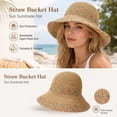 thumbnail image 6 of Straw Sun Hat for Women, Breathable Beach Hat with Colorful Accents, Foldable Wide Brim Hat for Summer Vacation, 6 of 9