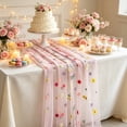 thumbnail image 5 of PoyoKee Sheer Table Runner, 118" x 28" Floral Embroidered Table Cloth, Sheer Organza Tablecloth Party Decorations for Kitchen and Dining, Home Decor, 5 of 6