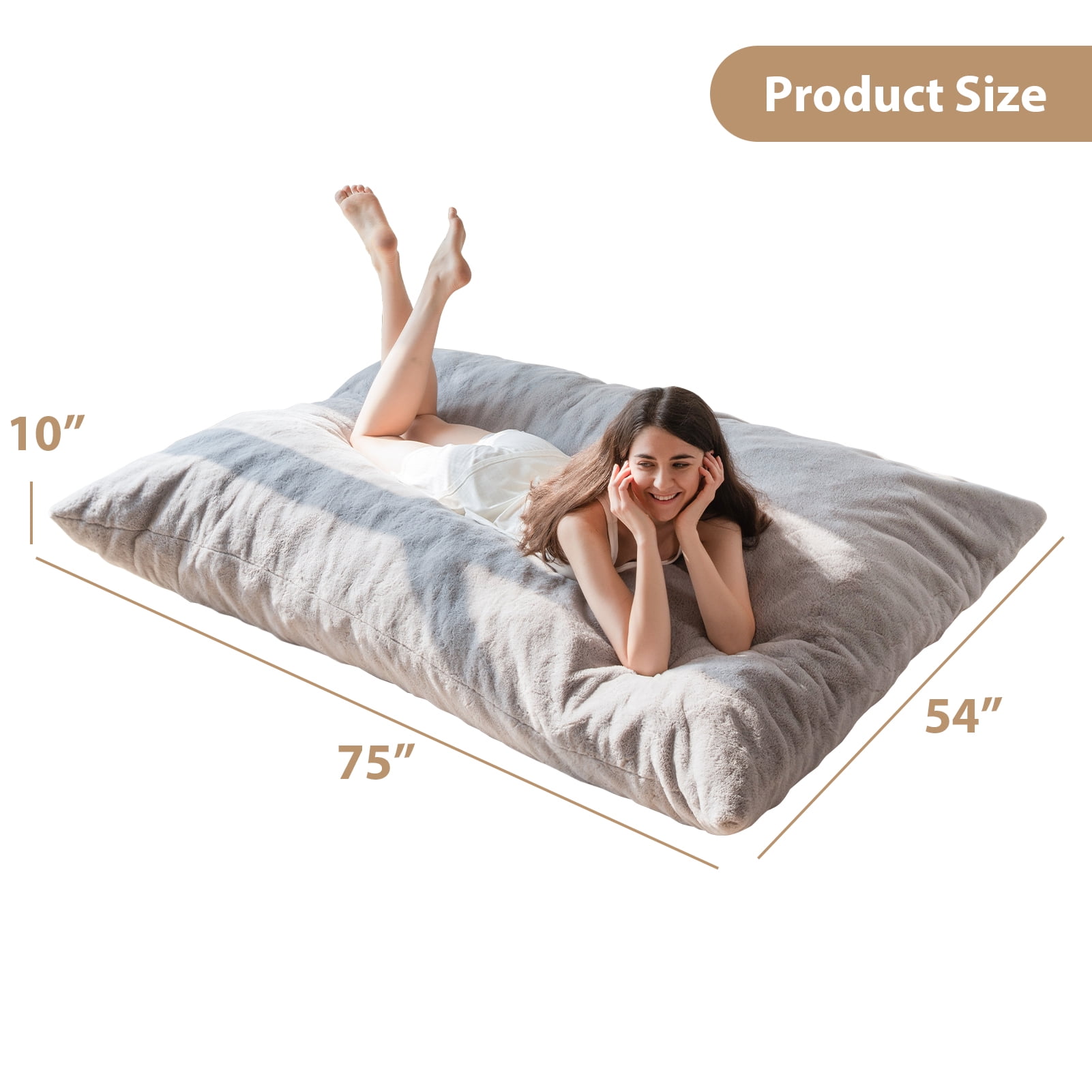 BYBYME Oversized 3-in-1 Convertible Bean Bag Chair, Soft Sleeper