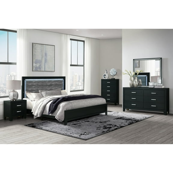 Miekor Furniture Carlos Black 5Pc Queen Bedroom Set 19298
