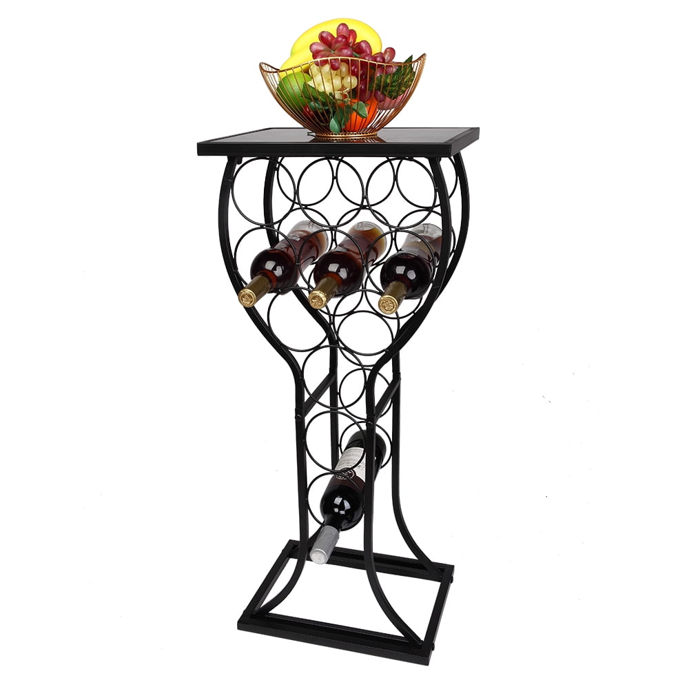 Veryke Wine Rack with Marble Finish Top, Metal Free Standing 11 Bottles