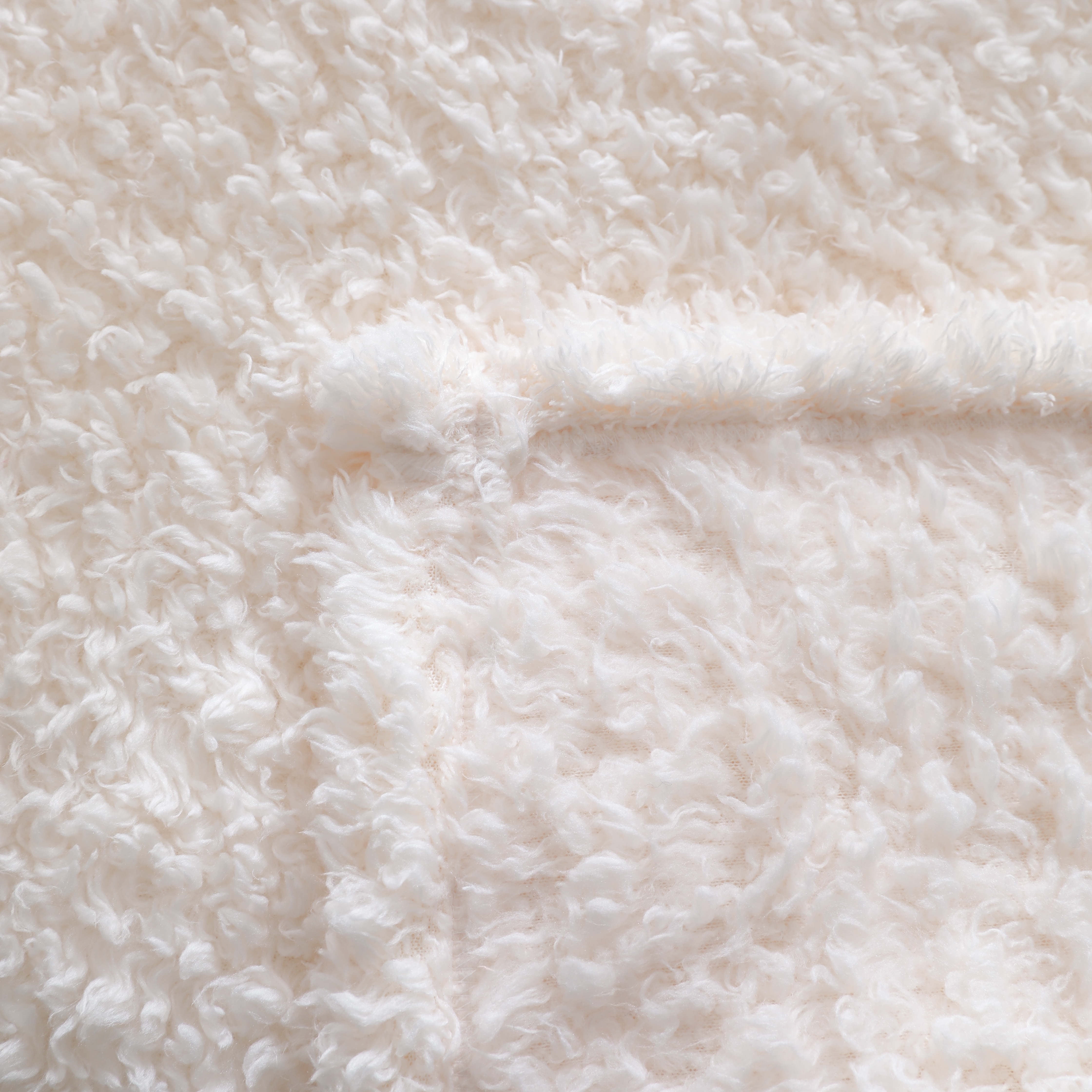 Mainstays Faux Shearling Blanket, Ivory, Full/Queen 90"X90", for Adult