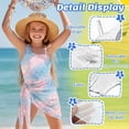 thumbnail image 4 of Xixirimido Pink Blue Mermaid Scale Print Girls One Piece Swimsuit with Adjustable Strap and Mesh Cover Up Skirt, One Shoulder Cute Bathing Suit Swimwear Set, Size 17-18 Years, 4 of 7