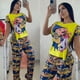 thumbnail image 3 of 2025 pijamas de personajes de dibujos animados para mujer, pantalones largos de manga corta estampados, conjunto de dos piezas, pijamas, ropa para el hogar, 3 of 4
