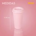 thumbnail image 4 of Vaso para café con Tapa | Vaso Cafetero de plástico de 16 Oz. | Vaso reusable tipo termo para café, té y agua | Libre de BPA | Paquete de 50 vasos color RosaPastel, 4 of 5