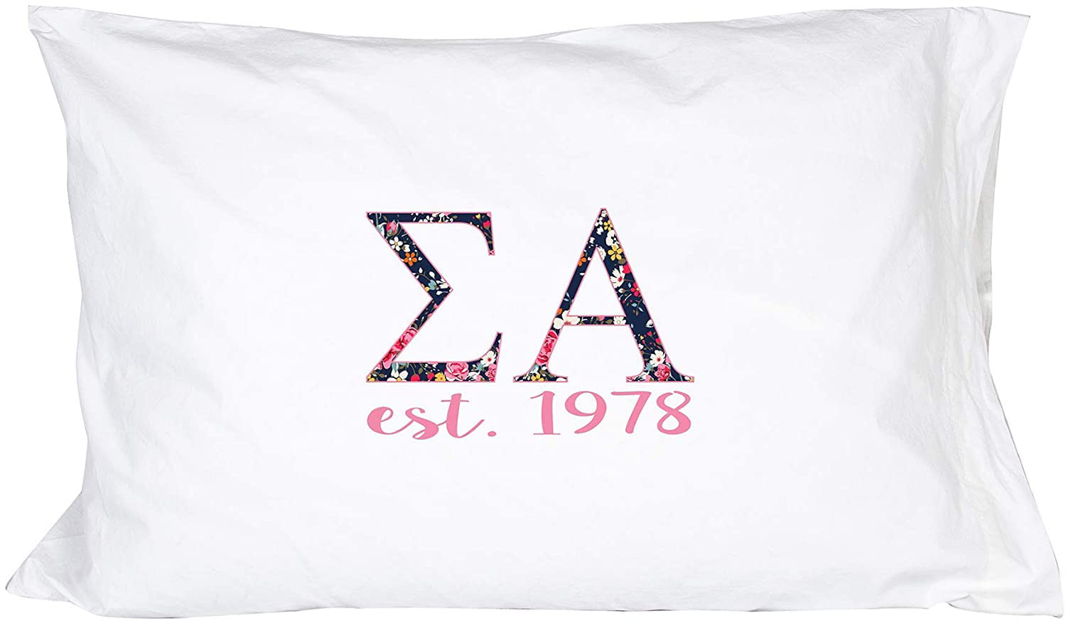 Sigma Sigma Sigma Tri-Sigma Floral Letters with Founding Year Pillowcase 