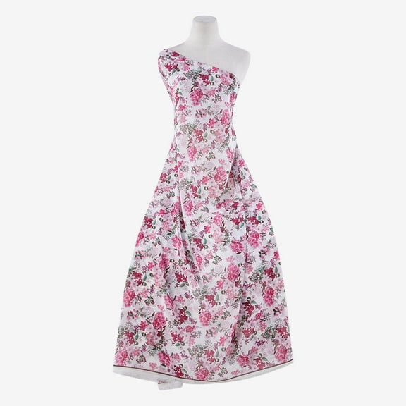 Zelouf Zs1606V Print Hi Mutli Chiffon  , Sewing, DIY, Crafts Fabric by the Yard, 133 White/rose, 3 Yard