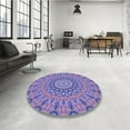 thumbnail image 4 of Ahgly Company Machine Washable Indoor Round Transitional Slate Blue Area Rugs, 7' Round, 4 of 7