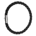 thumbnail image 2 of de cuero negr hombre con hebil de acero inoxidable Moda 5mm Sunnimix Pulsera trenzada de la PU, 2 of 8