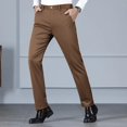 thumbnail image 4 of Otoño 2024 Nuevos pantalones marrones para hombre, pantalones clásicos de cintura alta de sarga, rectos, regulares, para oficina, pantalones casuales, ropa de marca para hombre, 4 of 5
