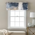 thumbnail image 3 of Navy Blue Grey Kitchen Curtain Valances for Windows Farmhouse Short Curtains, Modern Abstract Art Rustic Rod Pocket Valance Curtain for Bedroom Cafe Living Room 42"x18", 3 of 8