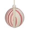 thumbnail image 3 of Northlight 4.75" White and Red Striped Ball Christmas Ornament with Rope Accent, 3 of 5