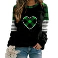 thumbnail image 5 of Plus Size St Patricks Day Sweatshirt for Women Festival Printed Color Block Crew Neck Long Sleeve Casual Tops (2XL, Black), 5 of 5