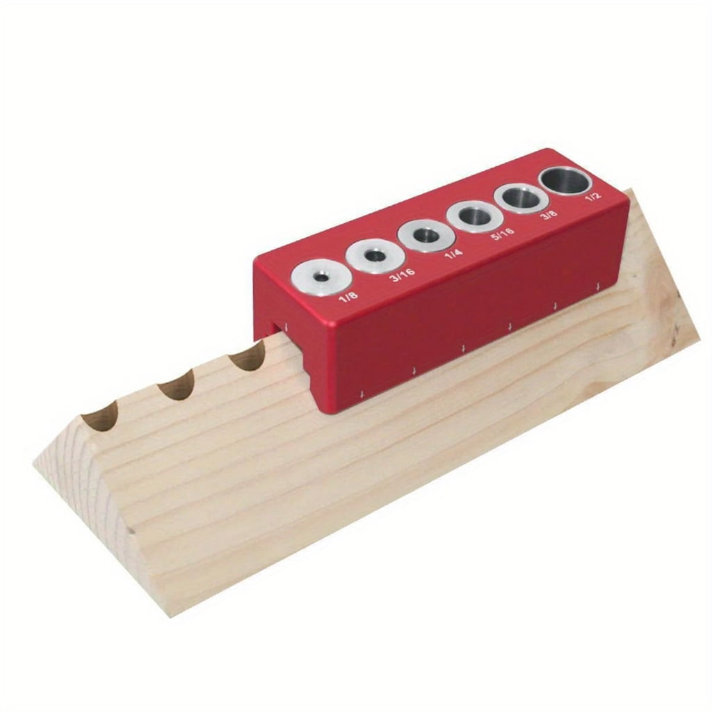 Vertical Pocket Hole Jig Woodworking Dowel Drill Guide Self Centering 6 Hole Drill Bit Guide Jig Positioner Locator