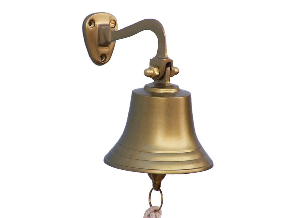 Decorative Collectibles School Bell Vintage Solid Brass Wall Mounted Nautical Home Decor - Wall Mounted Bell For Home