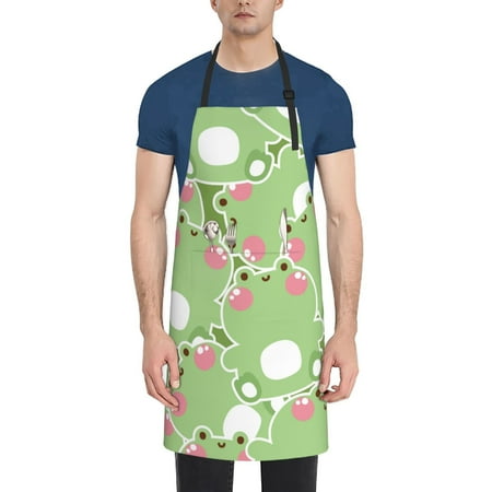 

Naloa Cute Frog2 Apron Kitchen Aprons with Pockets for Women Men Chef