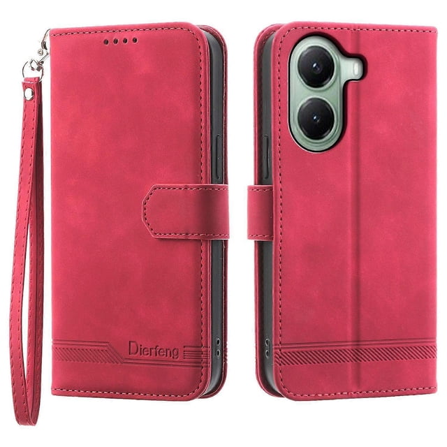 DIERFENG DF-03 For Xiaomi Poco X7 Pro 5G Redmi Turbo 4 5G Leather Case Lines Imprint Wallet Phone Co