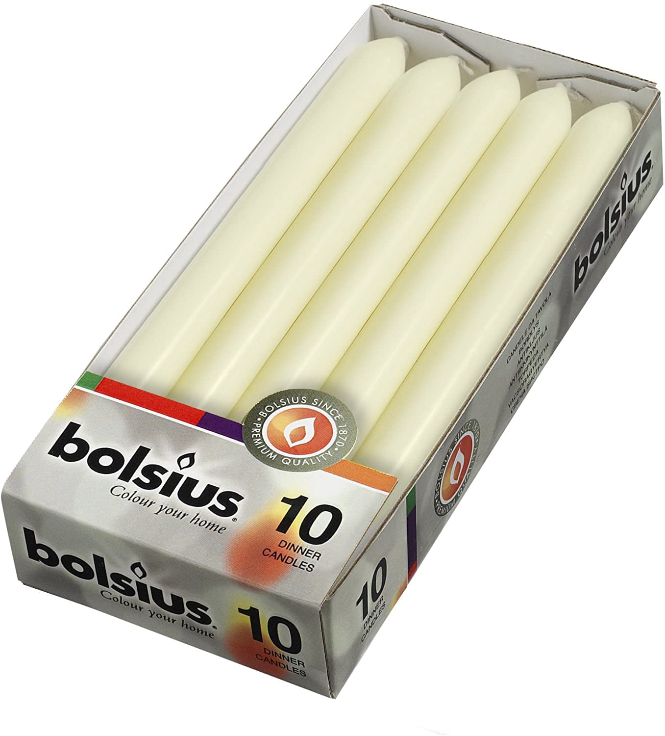 Bolsius Dripless and Dinner Candles, 10-inch Ivory (10 Pack), Burn time: 7.5 hours By Visit the BOLSIUS Store - Walmart.com