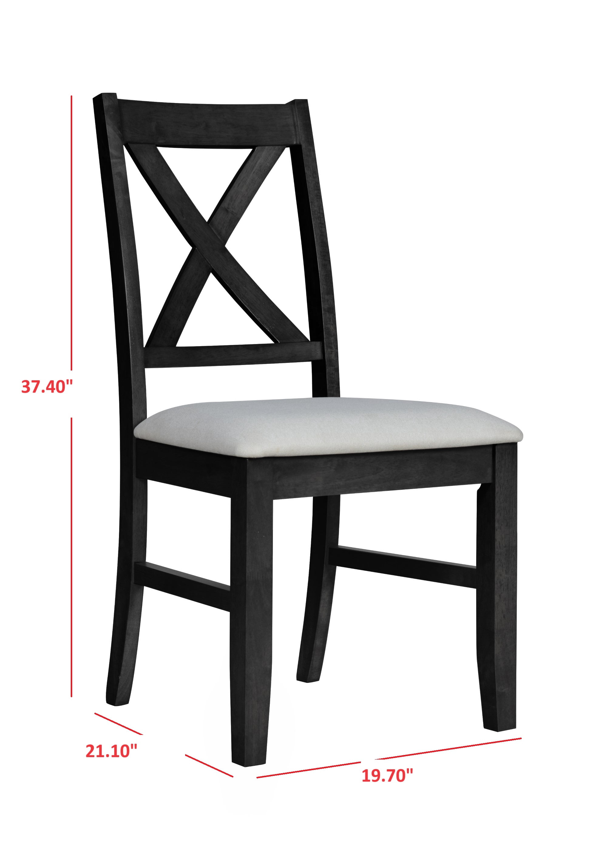 Home Design Oden Dining Chair (Set of 4), Black/Gray, X-back design, Padded seat, Upholstered in soft gray fabric, Comfortable seating, Rustic-modern style