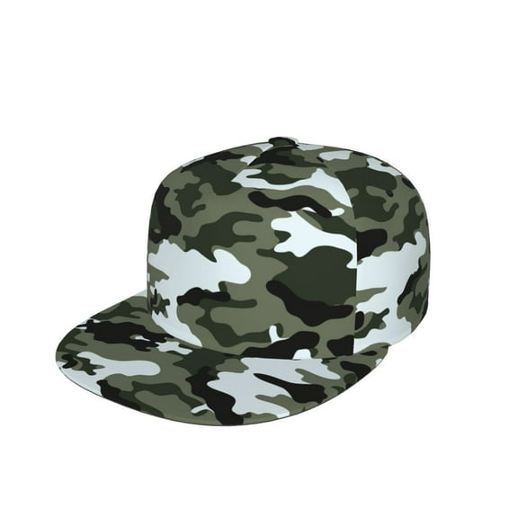 Snapback Hats For Men Women Gray Camouflage Print Flat Bill Brim Baseball Cap Printed Hat