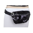 thumbnail image 3 of Women Black Silver Sequins Fanny Pack Belt Bum Bag Cross Body S M L, 3 of 19