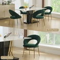 thumbnail image 5 of NEW 061-Set of 1 Teddy Fabric Dining Chairs With Curved Backrest and Golden Metal Legs for Kitchen or Dining Room ,Green, 5 of 9
