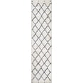 thumbnail image 3 of JONATHAN Y MOROCCAN HYPE 2 x 8 Runner Rug, Cami Moroccan Style Diamond Shag - White/Gray, MOH410A-28, 3 of 9