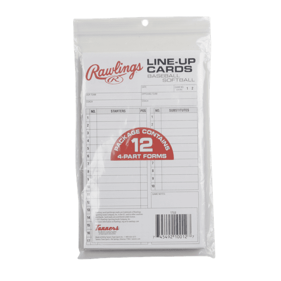 Rawlings 4-Part Carbonless Coaches Baseball/Softball Lineup Cards (17LU)